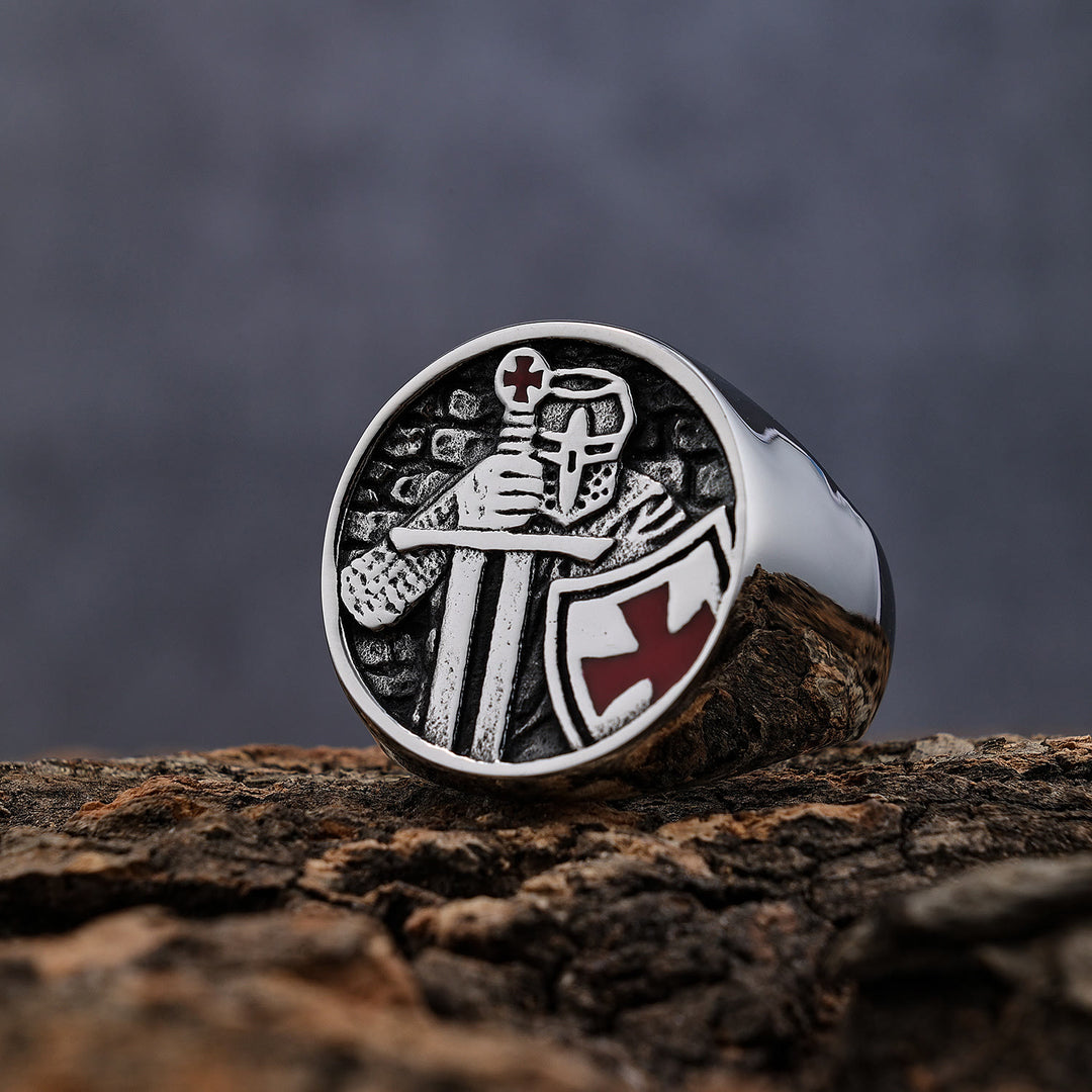 Christianartworkshop Retro Classic Style Knights Templar Cross Divine Faith Ring - US 13 - image 0