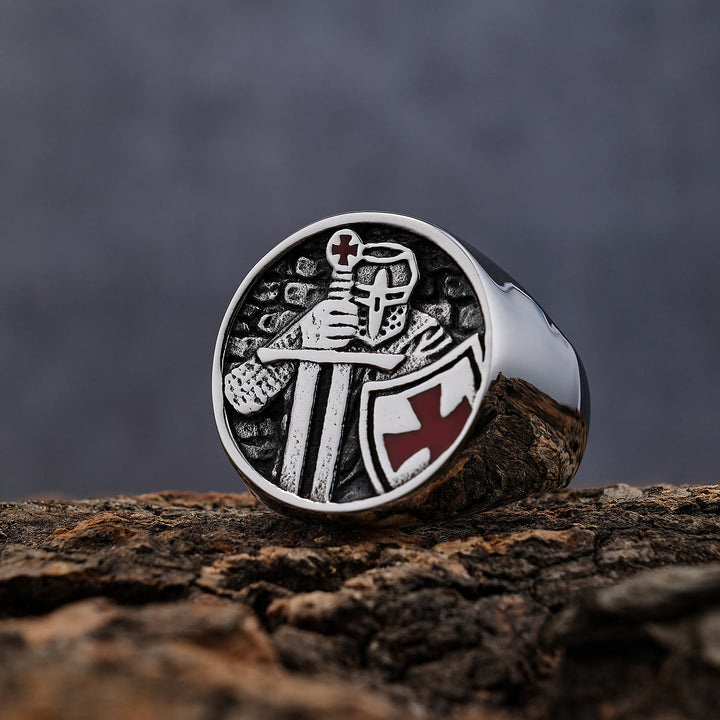 Christianartworkshop Retro Classic Style Knights Templar Cross Divine Faith Ring - US 13 - image 0