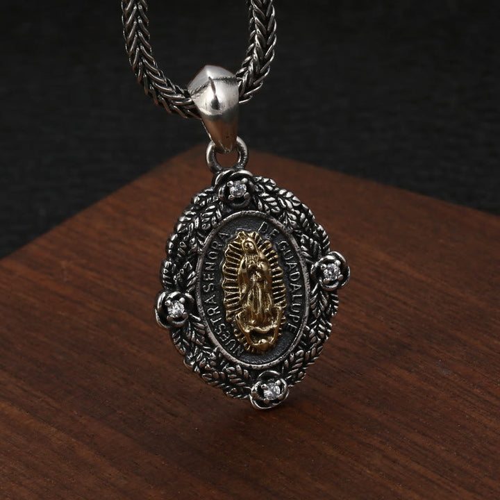 Christianartworkshop Sterling Silver Classic Style Our Lady of Guadalupe & St. Michael Pendant Necklace - image 2