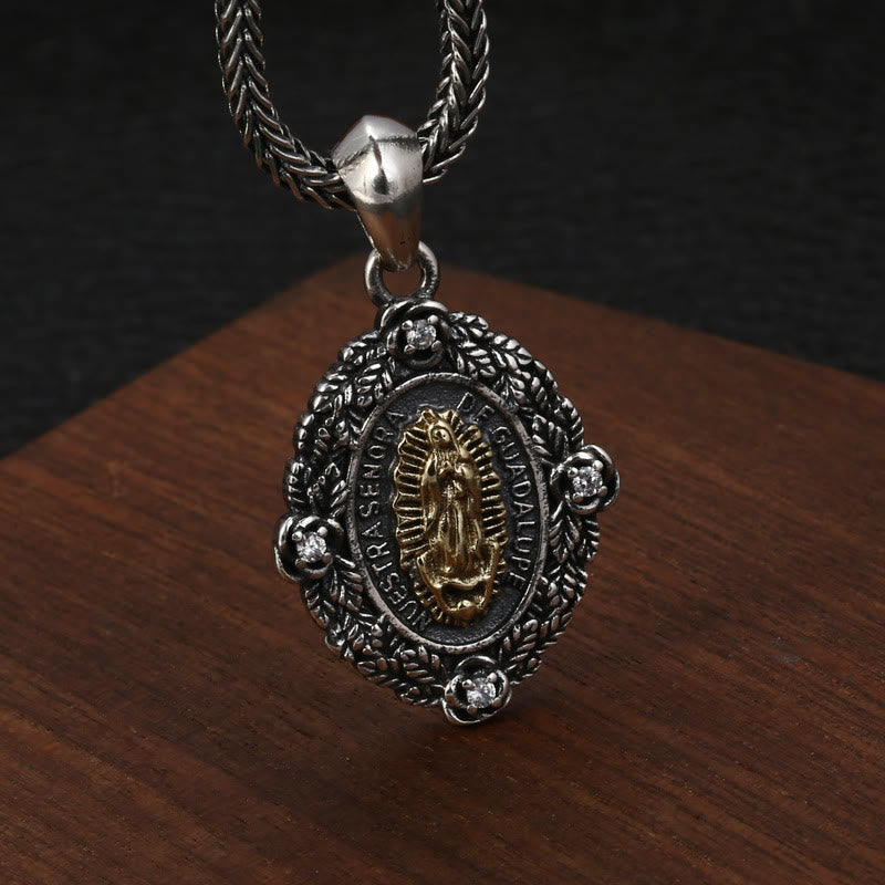 Christianartworkshop Sterling Silver Classic Style Our Lady of Guadalupe & St. Michael Pendant Necklace - image 2