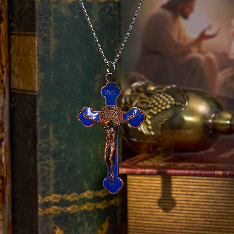 Christianartworkshop Multicolor Retro Style Classical Crucifix Faith Protection Pendant Necklace