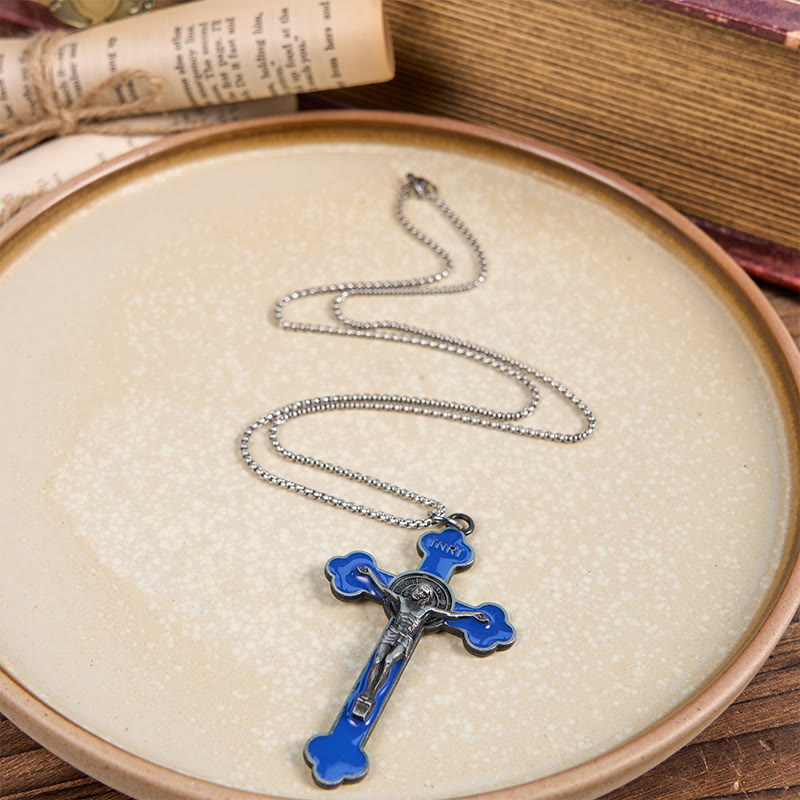 Christianartworkshop Multicolor Retro Style Classical Crucifix Faith Protection Pendant Necklace