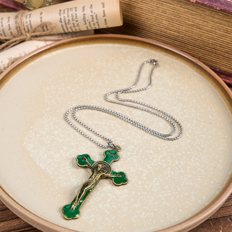 Christianartworkshop Multicolor Retro Style Classical Crucifix Faith Protection Pendant Necklace