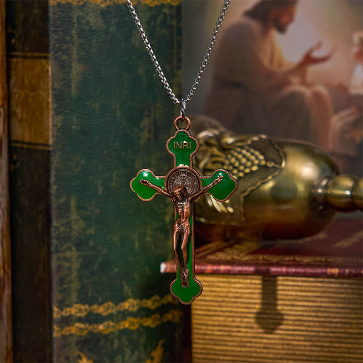 Christianartworkshop Multicolor Retro Style Classical Crucifix Faith Protection Pendant Necklace