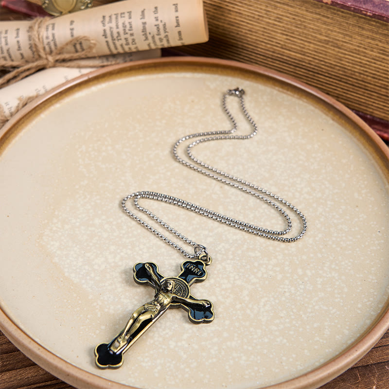 Christianartworkshop Multicolor Retro Style Classical Crucifix Faith Protection Pendant Necklace