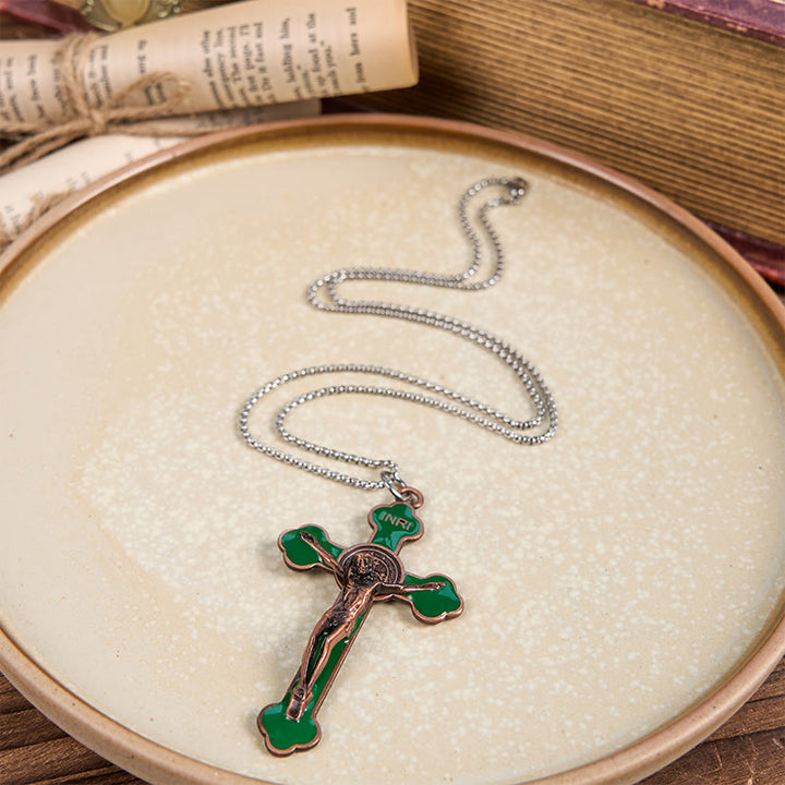 Christianartworkshop Multicolor Retro Style Classical Crucifix Faith Protection Pendant Necklace