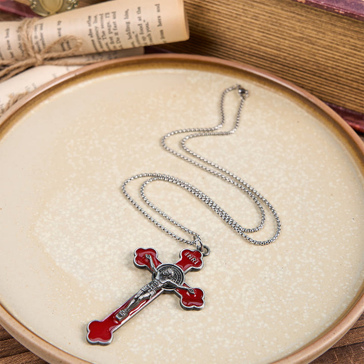 Christianartworkshop Multicolor Retro Style Classical Crucifix Faith Protection Pendant Necklace