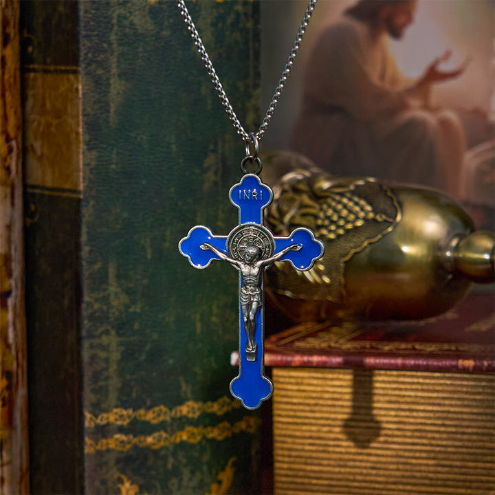Christianartworkshop Multicolor Retro Style Classical Crucifix Faith Protection Pendant Necklace