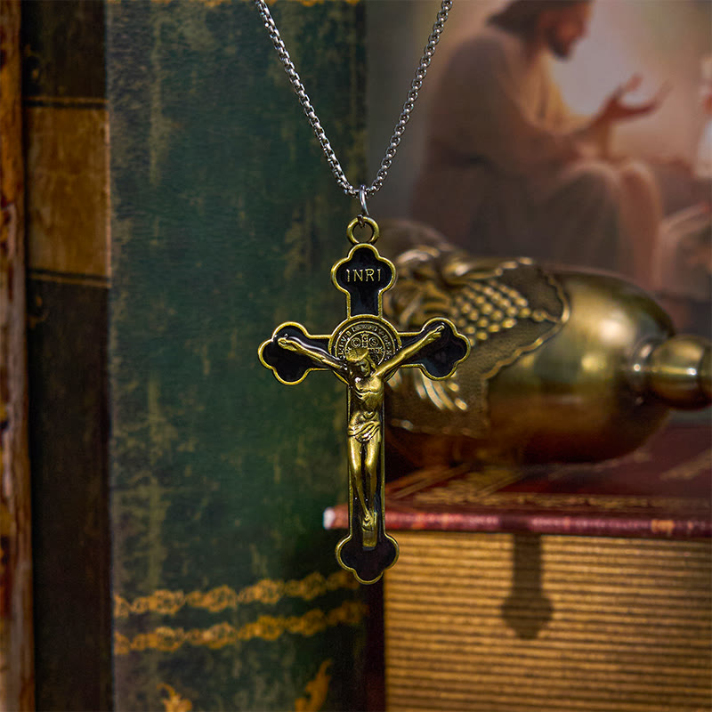 Christianartworkshop Multicolor Retro Style Classical Crucifix Faith Protection Pendant Necklace