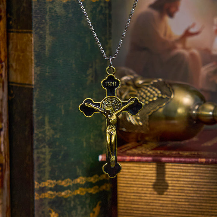 Christianartworkshop Multicolor Retro Style Classical Crucifix Faith Protection Pendant Necklace