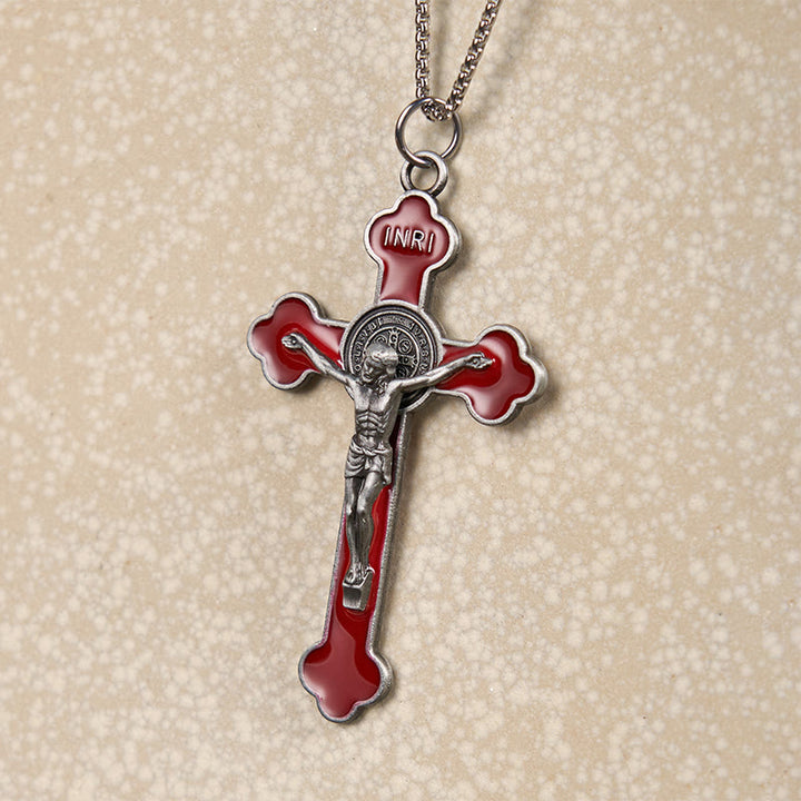 Christianartworkshop Multicolor Retro Style Classical Crucifix Faith Protection Pendant Necklace