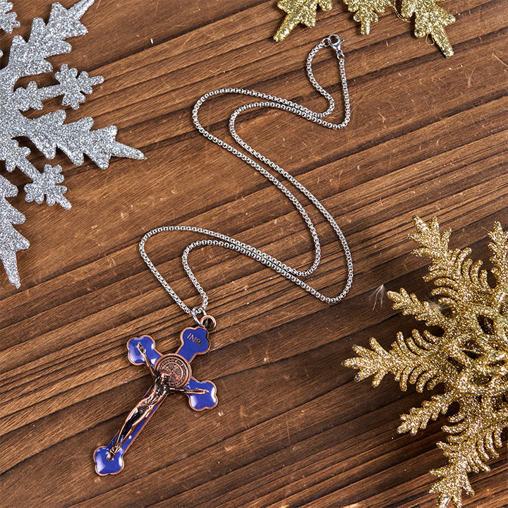 Christianartworkshop Multicolor Retro Style Classical Crucifix Faith Protection Pendant Necklace