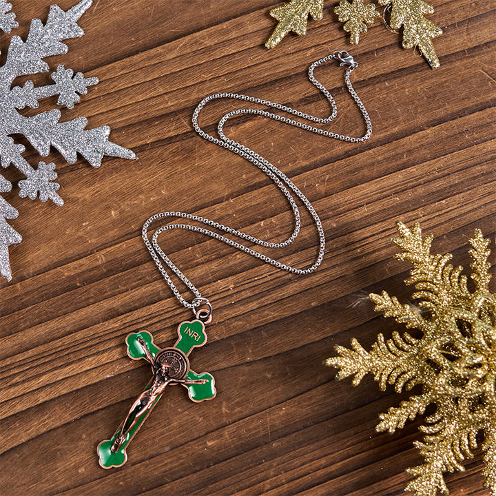 Christianartworkshop Multicolor Retro Style Classical Crucifix Faith Protection Pendant Necklace