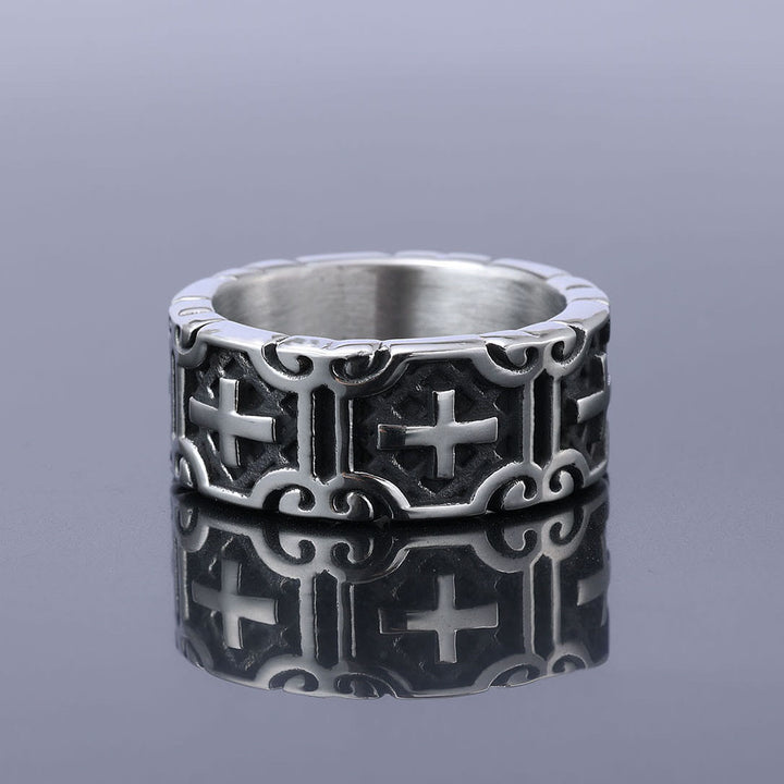Christianartworkshop Retro Style Cross Engraved Stainless Steel Faith Protection Ring - image 4