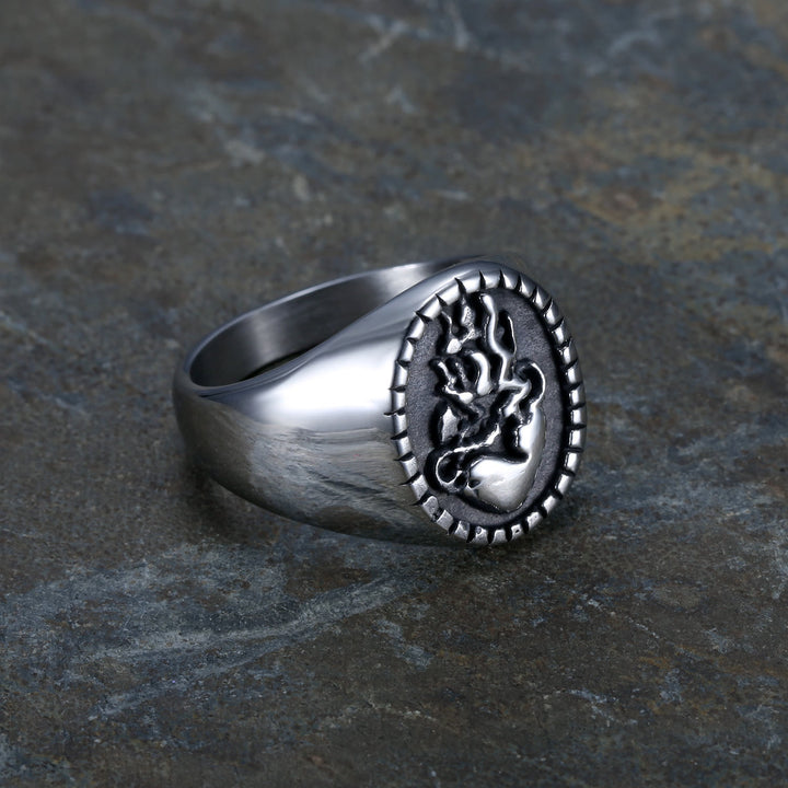 Christianartworkshop Classic Retro Style Jesus Sacred Heart Engraved Stainless Steel Faith Ring