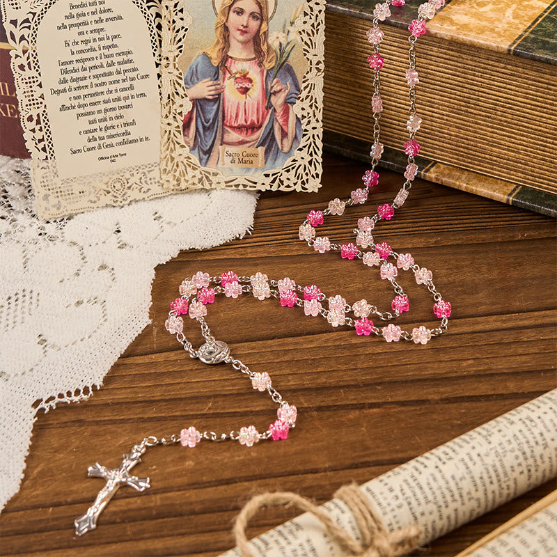 Christianartworkshop Heart of Thorns & Our Lady of Guadalupe of 10mm Heart Green Glass Alloy Chain Rosary - image 3