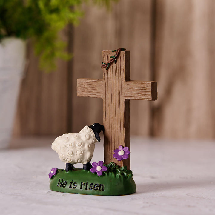 Christianartworkshop He is Risen The LORD is my shepherd Cute Little Sheep Desktop Ornament - He is risen - image 0