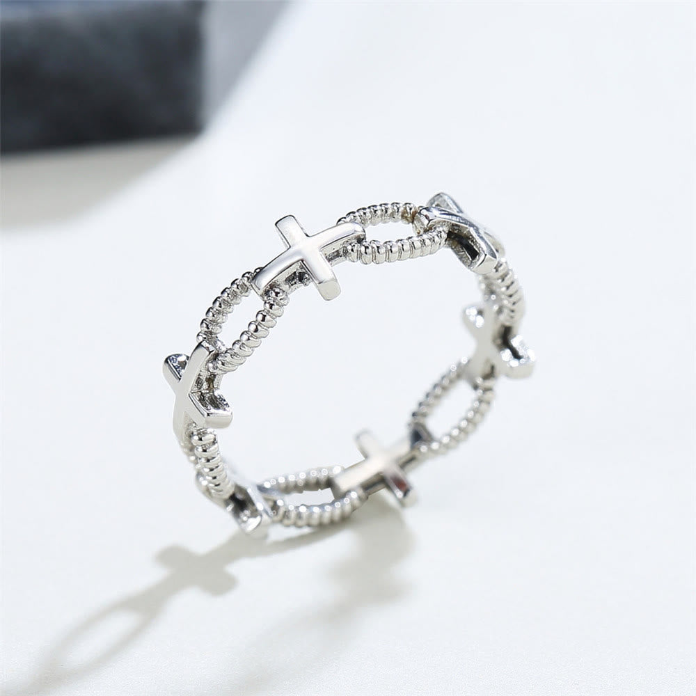 Christianartworkshop Minimalist Retro Style Cross Engraved Faith Ring - AU Size V1/2 (US 11) - image 0