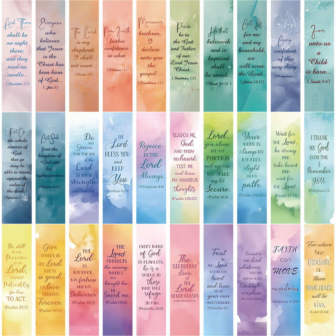 Christianartworkshop 30pcs/set Watercolor Bible Verse Inspiring Quotes Bookmark - 30pcs/set - image 0
