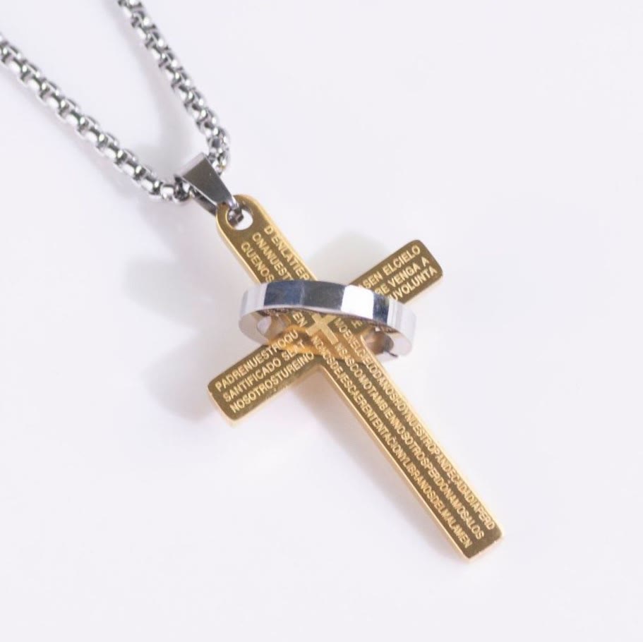 Christianartworkshop Minimalist Bible Verse Cross with Ring Faith Pendant Necklace - Golden - image 3