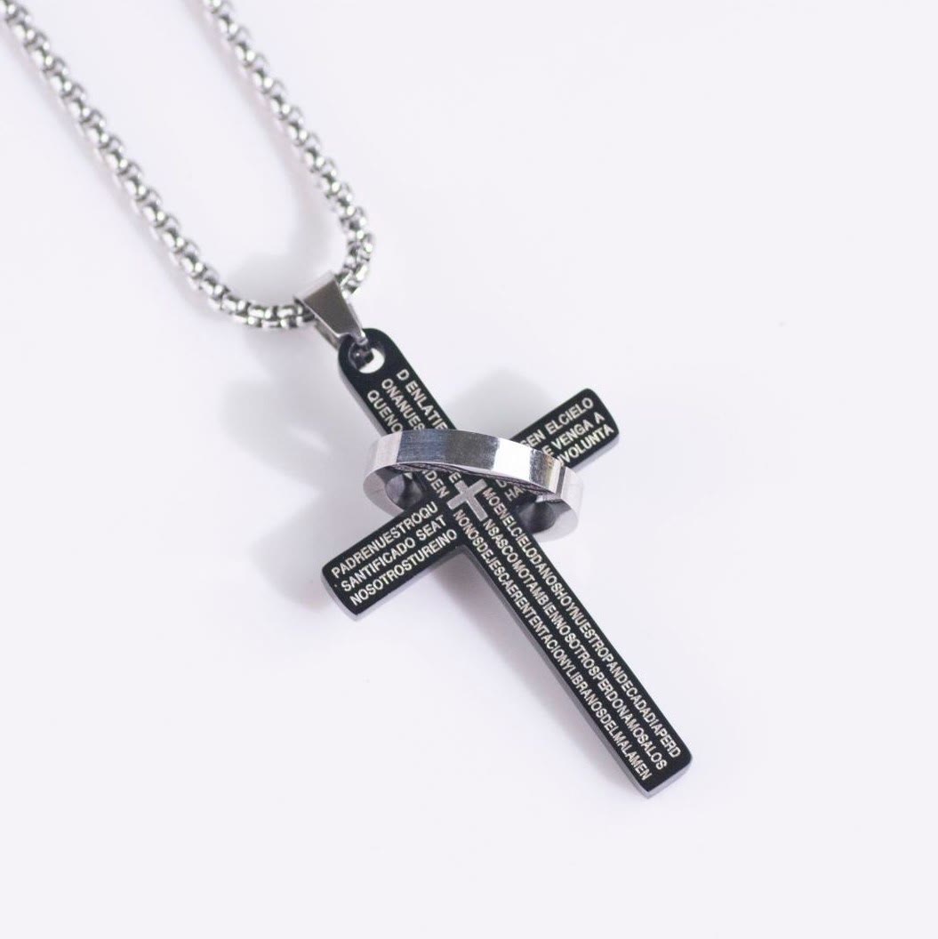 Christianartworkshop Minimalist Bible Verse Cross with Ring Faith Pendant Necklace - Black - image 4