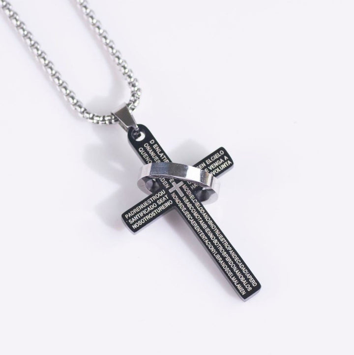 Christianartworkshop Minimalist Bible Verse Cross with Ring Faith Pendant Necklace - Black - image 4