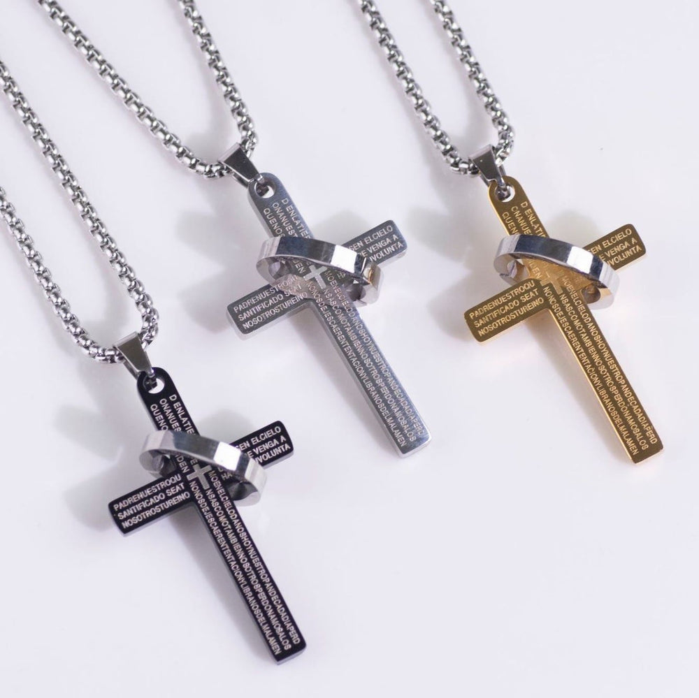 Christianartworkshop Minimalist Bible Verse Cross with Ring Faith Pendant Necklace - image 1