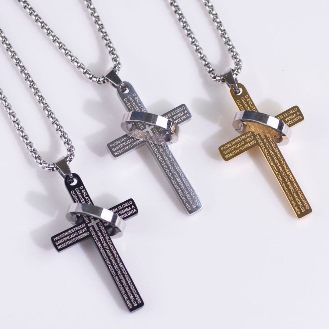 Christianartworkshop Minimalist Bible Verse Cross with Ring Faith Pendant Necklace - image 1