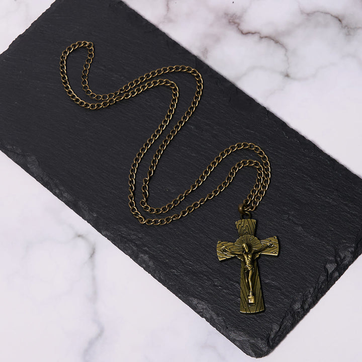 Christianartworkshop Retro Style Tree Pattern Jesus Cross Titanium Steel Pendant Necklace - image 8