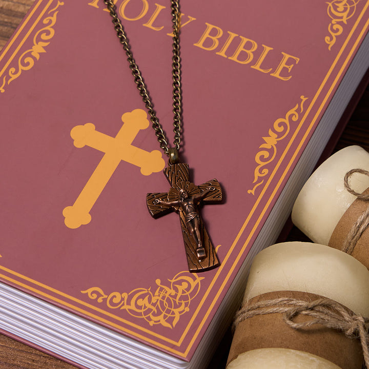 Christianartworkshop Retro Style Tree Pattern Jesus Cross Titanium Steel Pendant Necklace - image 13