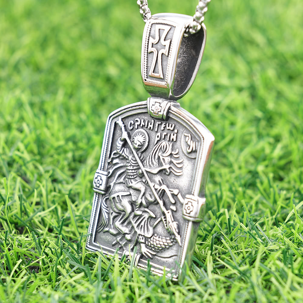 Christianartworkshop St. George Slaying the Dragon Necklace - A Symbol of Courage and Divine Protection - image 1