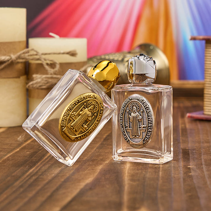 Christianartworkshop Exclusive Crafted St. Benedict Holy Water Bottle - A Vessel of Blessing and Protection - Silver(Only bottle） - image 0