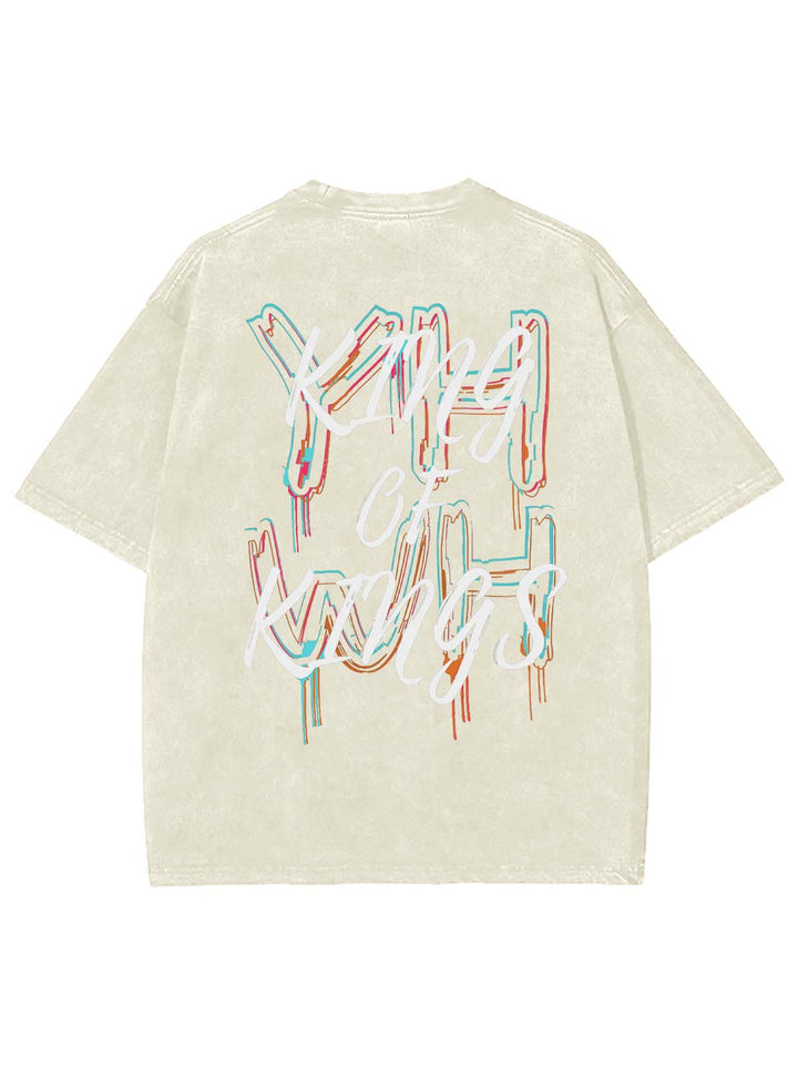 Christianartworkshop King Of Kings Unisex Washed T-shirt - Beige - 4XL - image 0