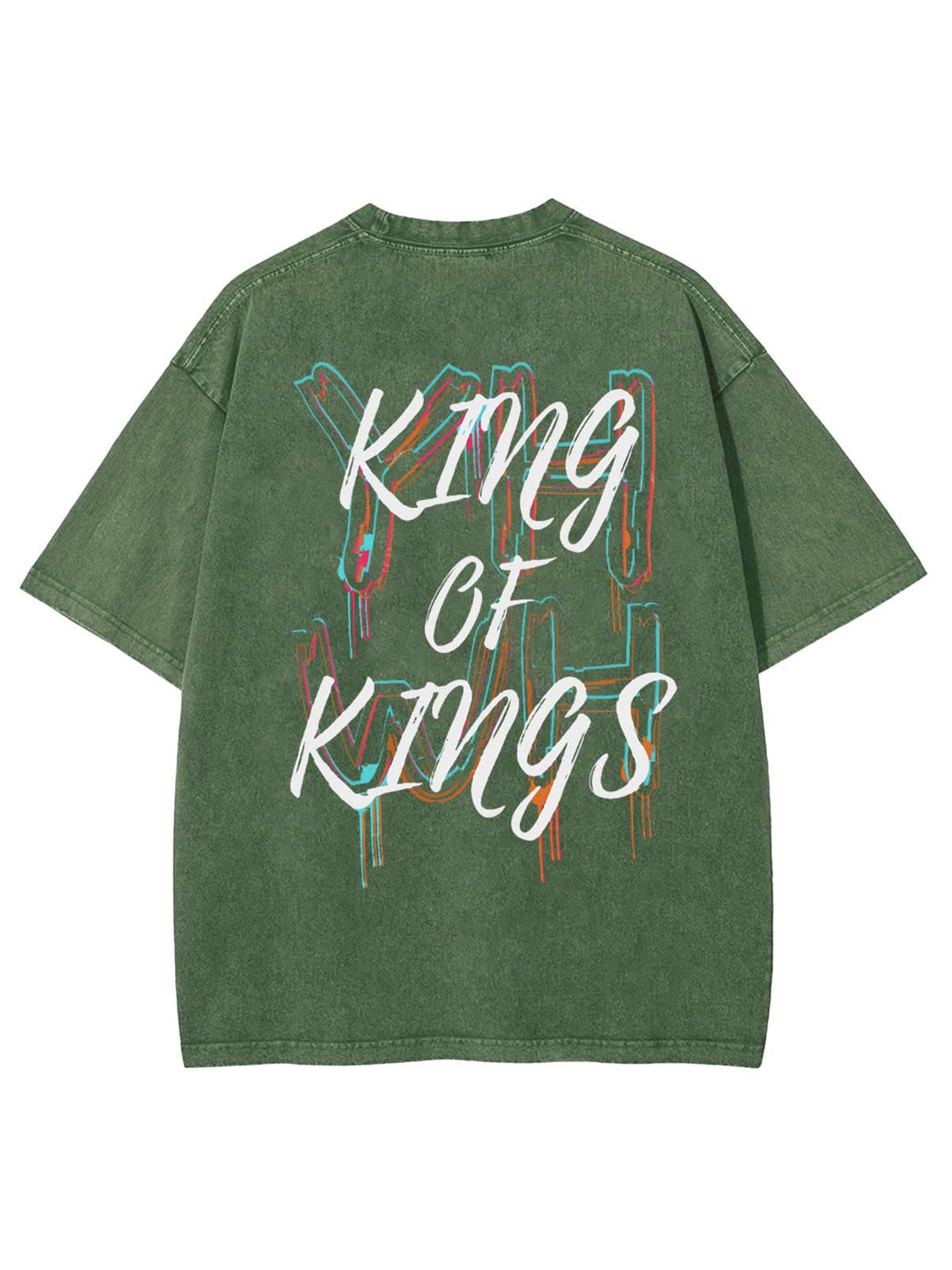 Christianartworkshop King Of Kings Unisex Washed T-shirt - Army Green - 4XL - image 12