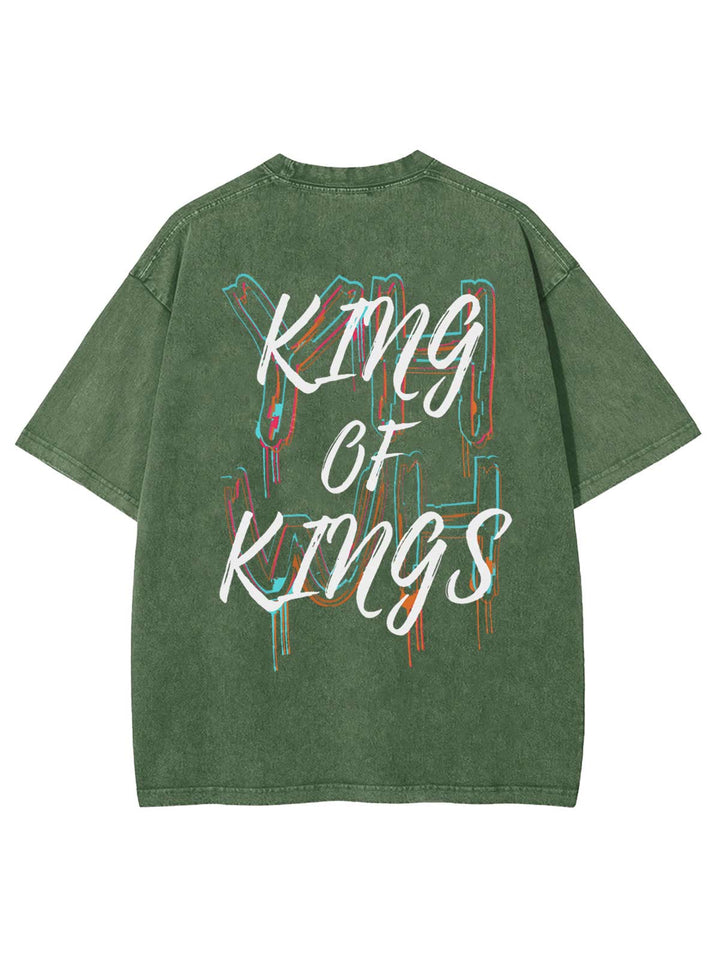Christianartworkshop King Of Kings Unisex Washed T-shirt - Army Green - 4XL - image 12