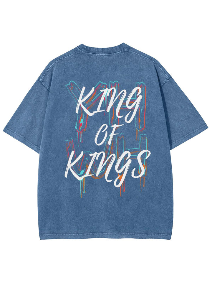 Christianartworkshop King Of Kings Unisex Washed T-shirt - Blue - 4XL - image 4