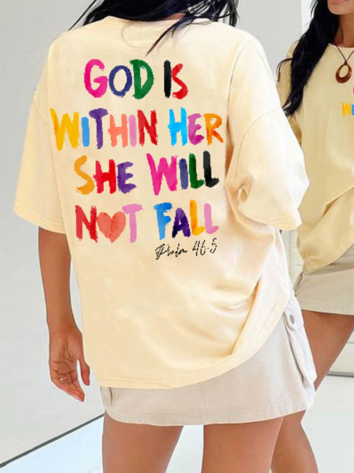 Christianartworkshop God Is Within Her She Will Not Fall Unisex Washed T-shirt - image 2
