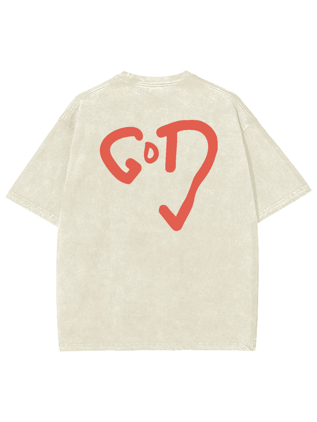 Christianartworkshop God Heart Unisex Washed T-shirt - Beige - 4XL - image 2
