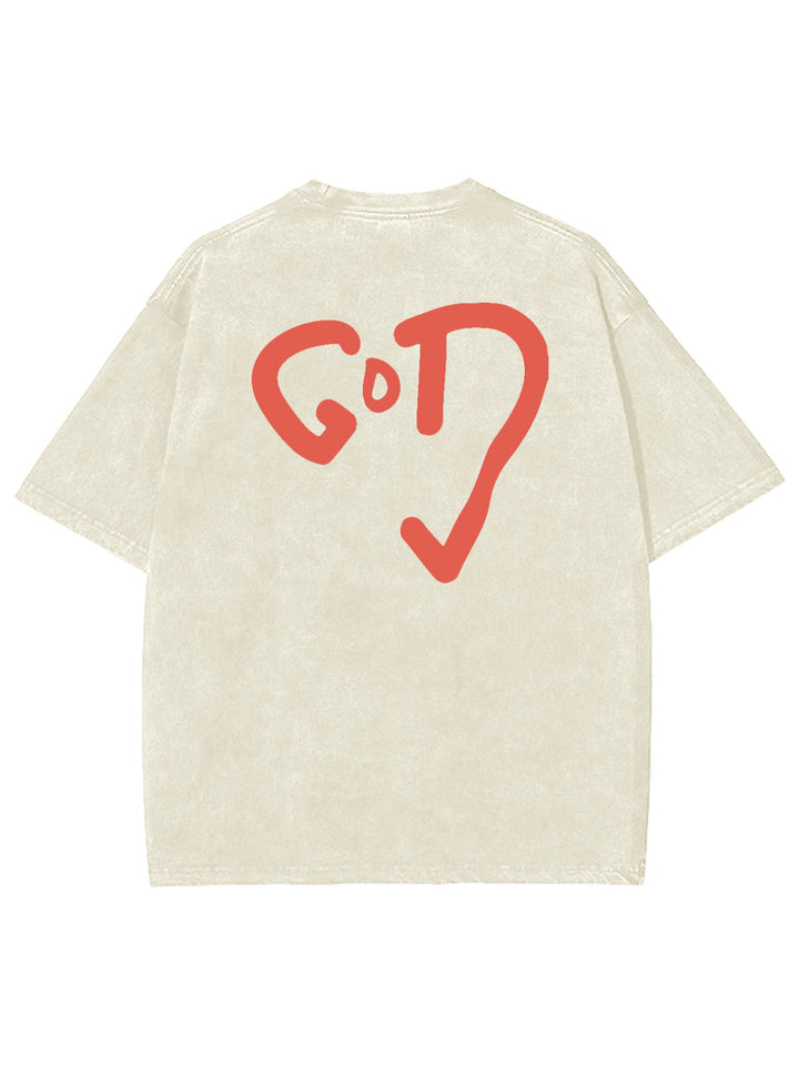 Christianartworkshop God Heart Unisex Washed T-shirt - Beige - 4XL - image 2