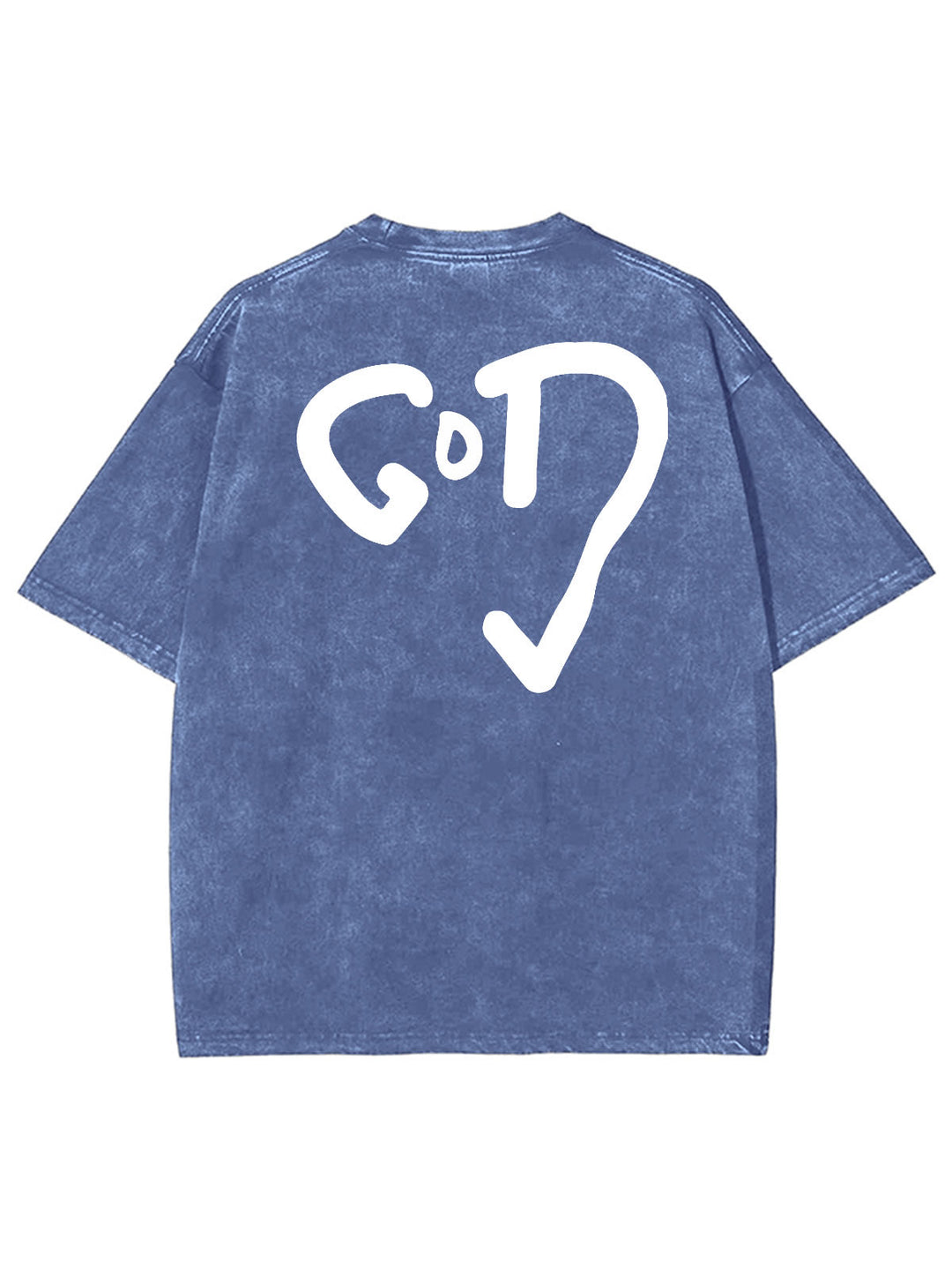 Christianartworkshop God Heart Unisex Washed T-shirt - Blue - 4XL - image 6