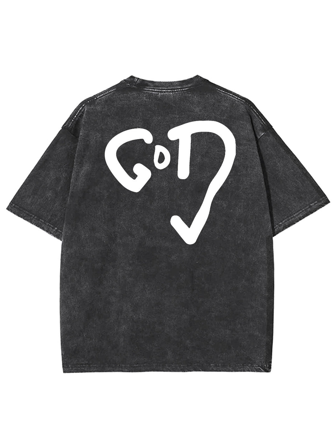 Christianartworkshop God Heart Unisex Washed T-shirt - Black - 4XL - image 4