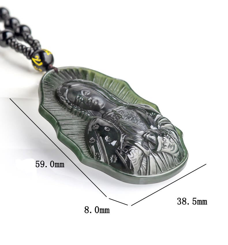 Christianartworkshop Our Lady of Guadalupe Hetian Black Jade Necklace - An Emblem of Sacred Devotion - image 5
