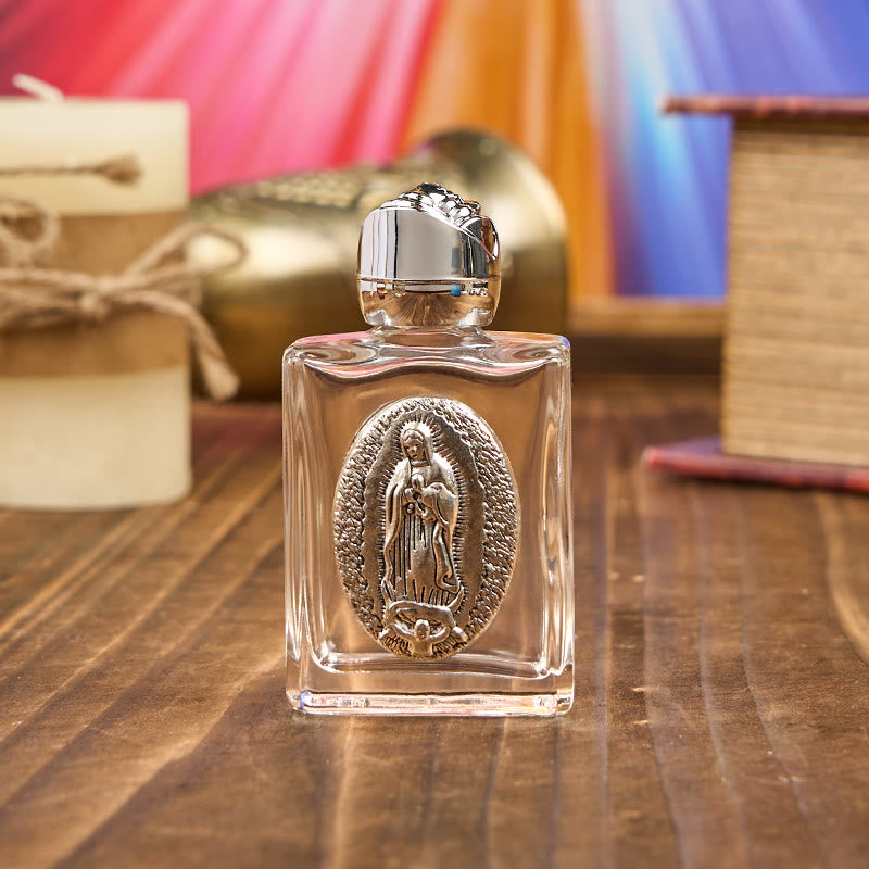 Christianartworkshop Exclusive Crafted Our Lady of Guadalupe Holy Water Bottle - A Vessel of Blessing and Protection - Silver - image 1