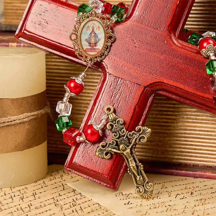 Christianartworkshop Our Lady of Guadalupe & Crucifix of 8mm Tricolor Beaded Handmade Rosary - image 3