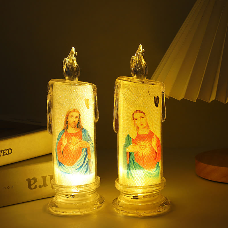 Christianartworkshop Classic Holy Family Decorative Candle -A Luminary of Faith and Devotion - Jesus Sacred Heart-1 - 2.60''*7.09'' - image 0