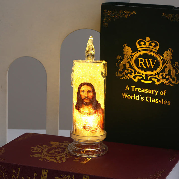 Christianartworkshop Classic Holy Family Decorative Candle -A Luminary of Faith and Devotion - Jesus Sacred Heart-2 - 2.17''*5.91'' - image 3