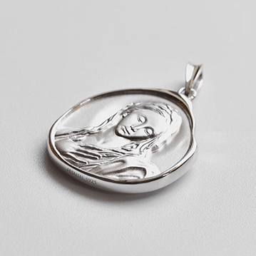 Christianartworkshop Antique Silver Enamel Praying Medallion Necklace - A Charm of Devotion and Elegance - image 1