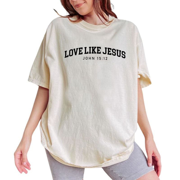 Christianartworkshop Love like Jesus T-shirt - Beige - 2XL - image 1