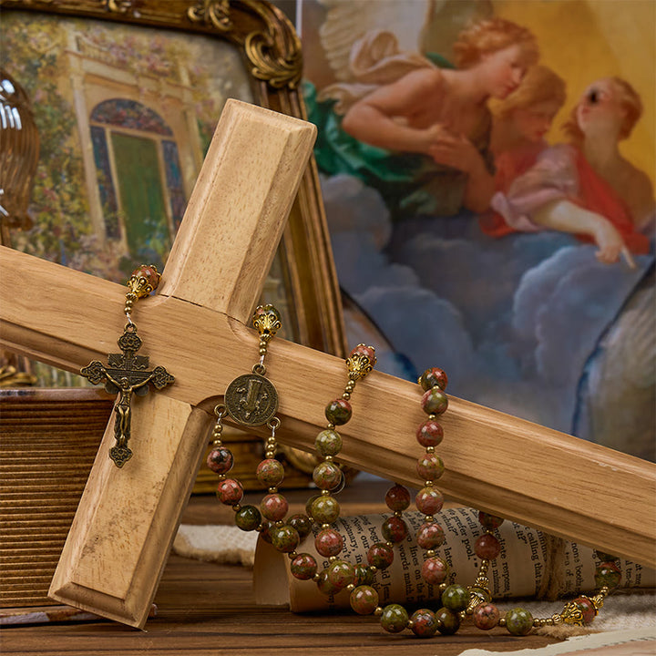Christianartworkshop St. Benedict & Crucifix of 8mm Handmade Chrysocolla Stone Rosary - Exclusive Crafted for Holy Prayer - image 12