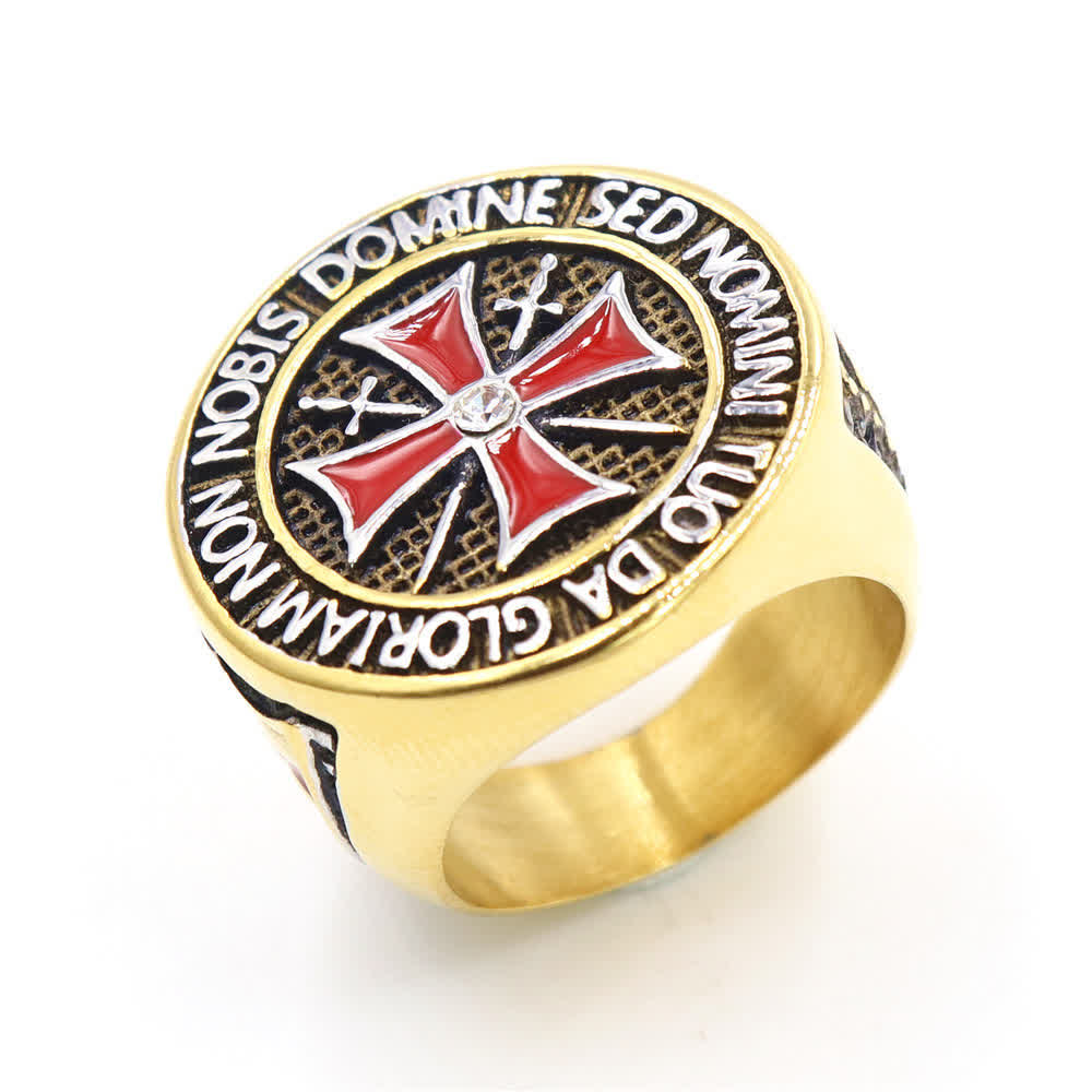Christianartworkshop Knights Templar Inspired - Symbol of Faith Cross Ring（Silver&Golden） - Golden - US14 - image 4